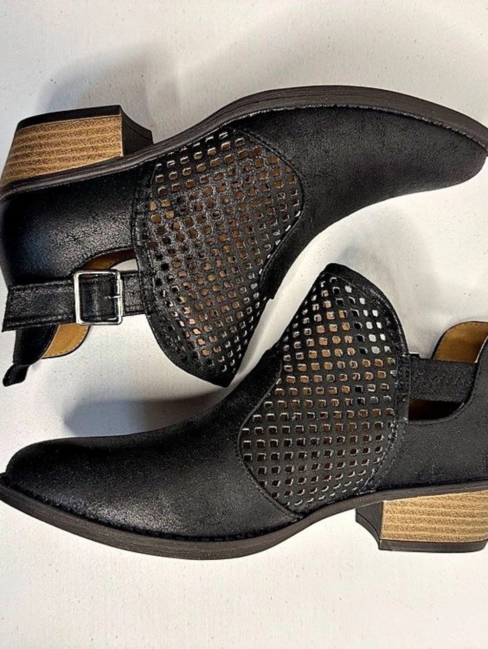 J. Adams Black Perforated Ankle Boots New in Box